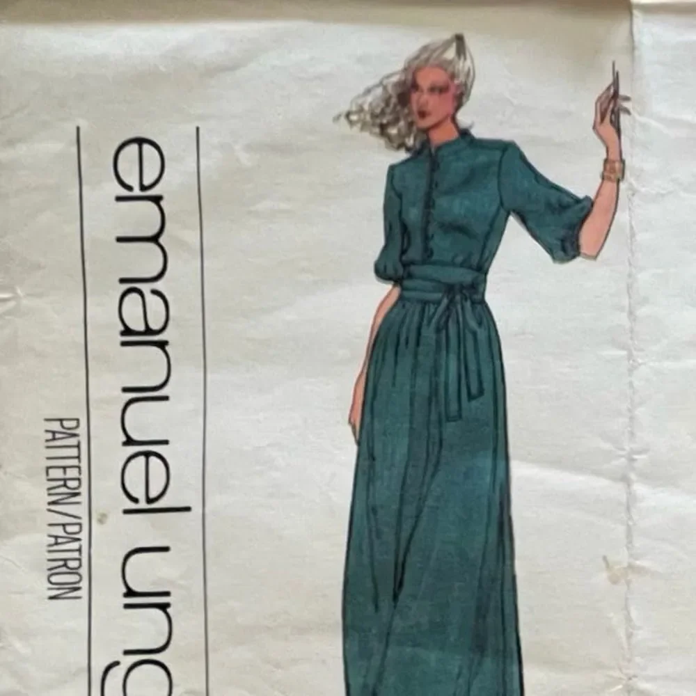UNCUT 1978 Emanuel UNGARO VOGUE Paris Original 1758 Shirtdress Pattern Sz12 VTGE
